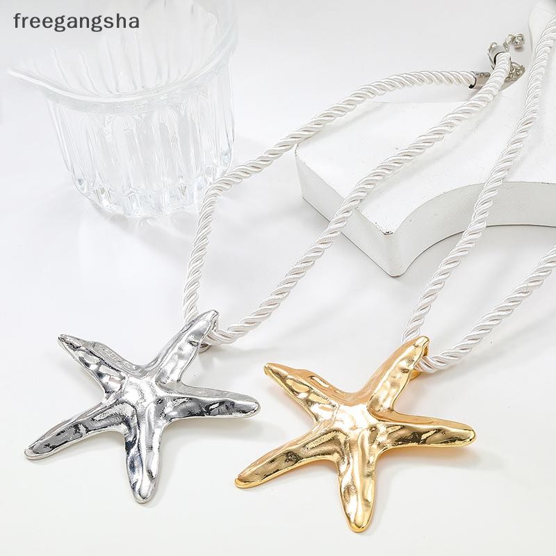 [FREG] 2024 สร้อยคอแนวโน้มทองปลาดาวจี้สร้อยคอผู้หญิงฤดูร้อน Holiday Party Boho สไตล์เครื่องประดับของ