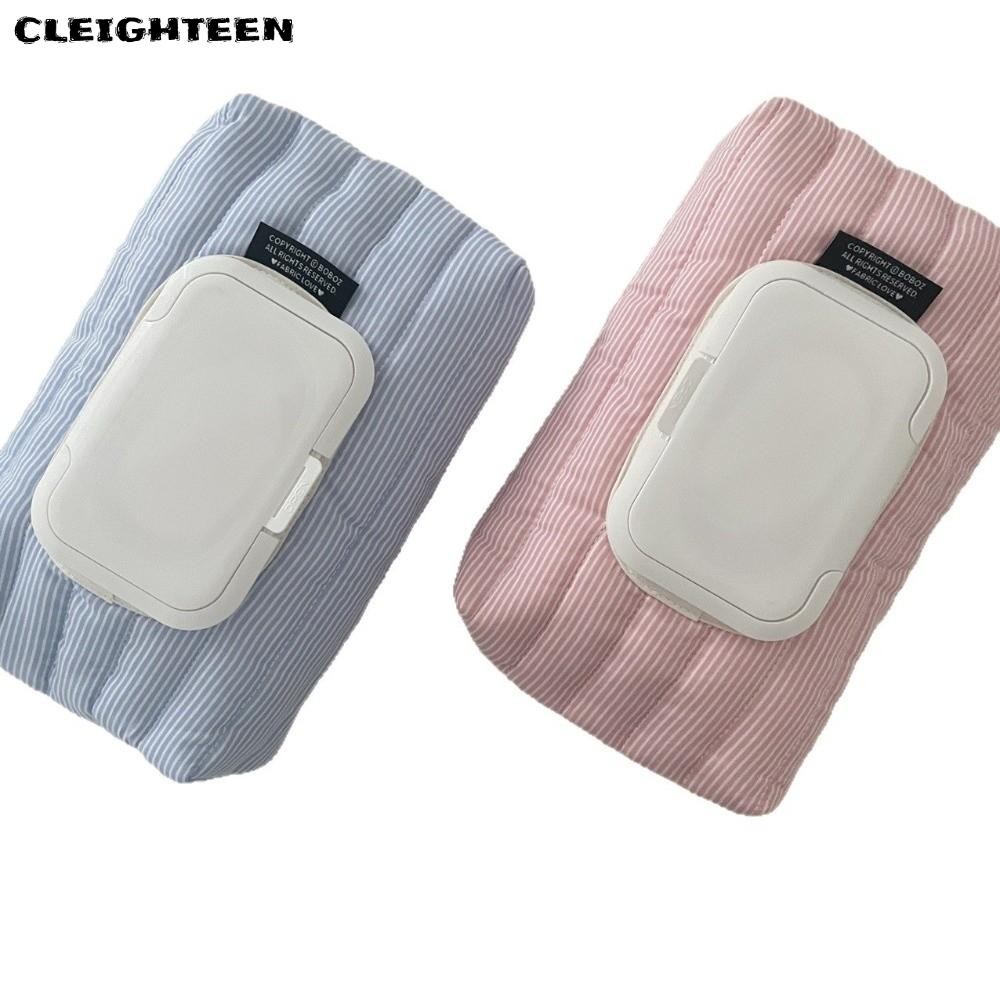CLEIGHTEEN กระดาษทิชชู่เปียก , Pull Out Striped Quilted Wet Wipe Pouch, High Quality Multipurpose Portable Tissue Bag Living Room Organizer