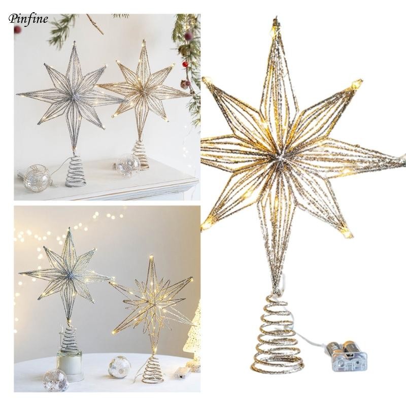 Pinfine ต้นคริสต์มาส LED Star Tree Toppers ดําเนินการ Treetop ตกแต่งตกแต่งคริสต์มาส String เครื่องประดับปีใหม่