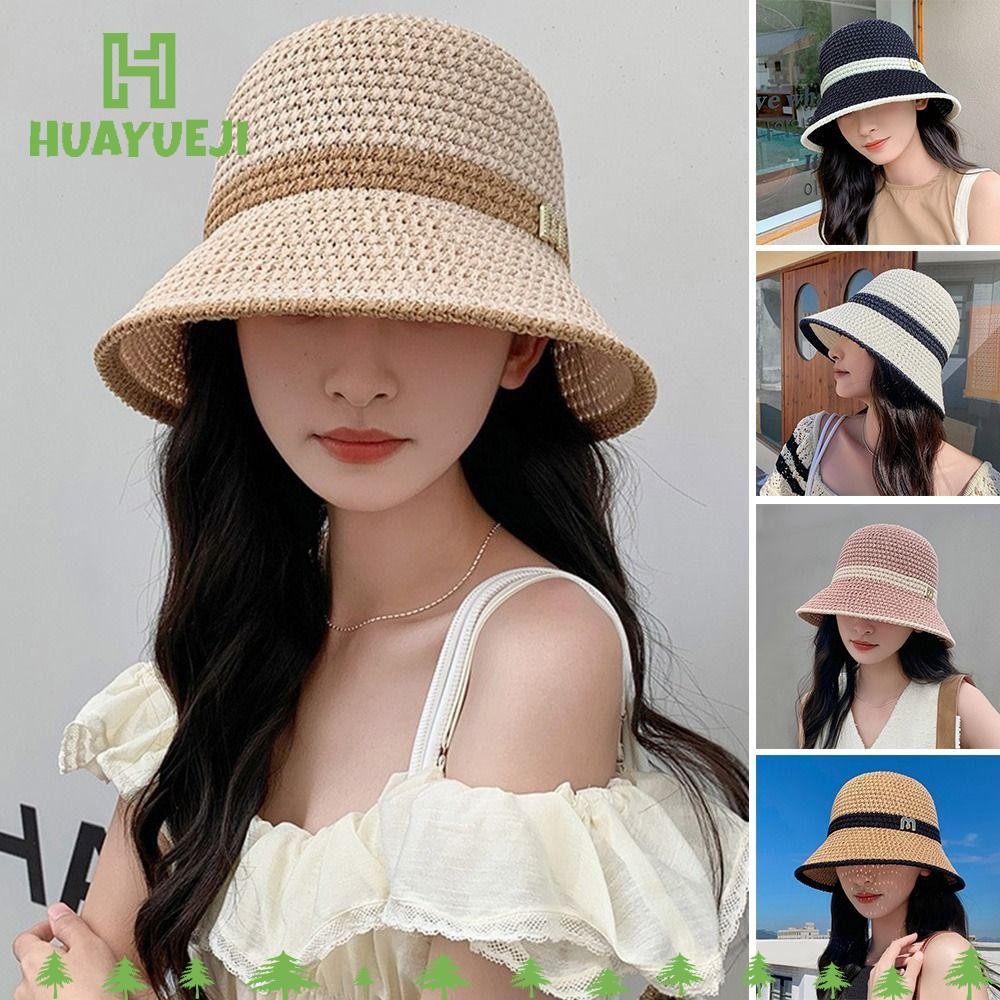 หมวกบักเก็ตยูจิ ทำจากผ้าฝ้ายลินินระบายอากาศดี เหมาะสำหรับผู้หญิงเพื่อกันแดดและลม