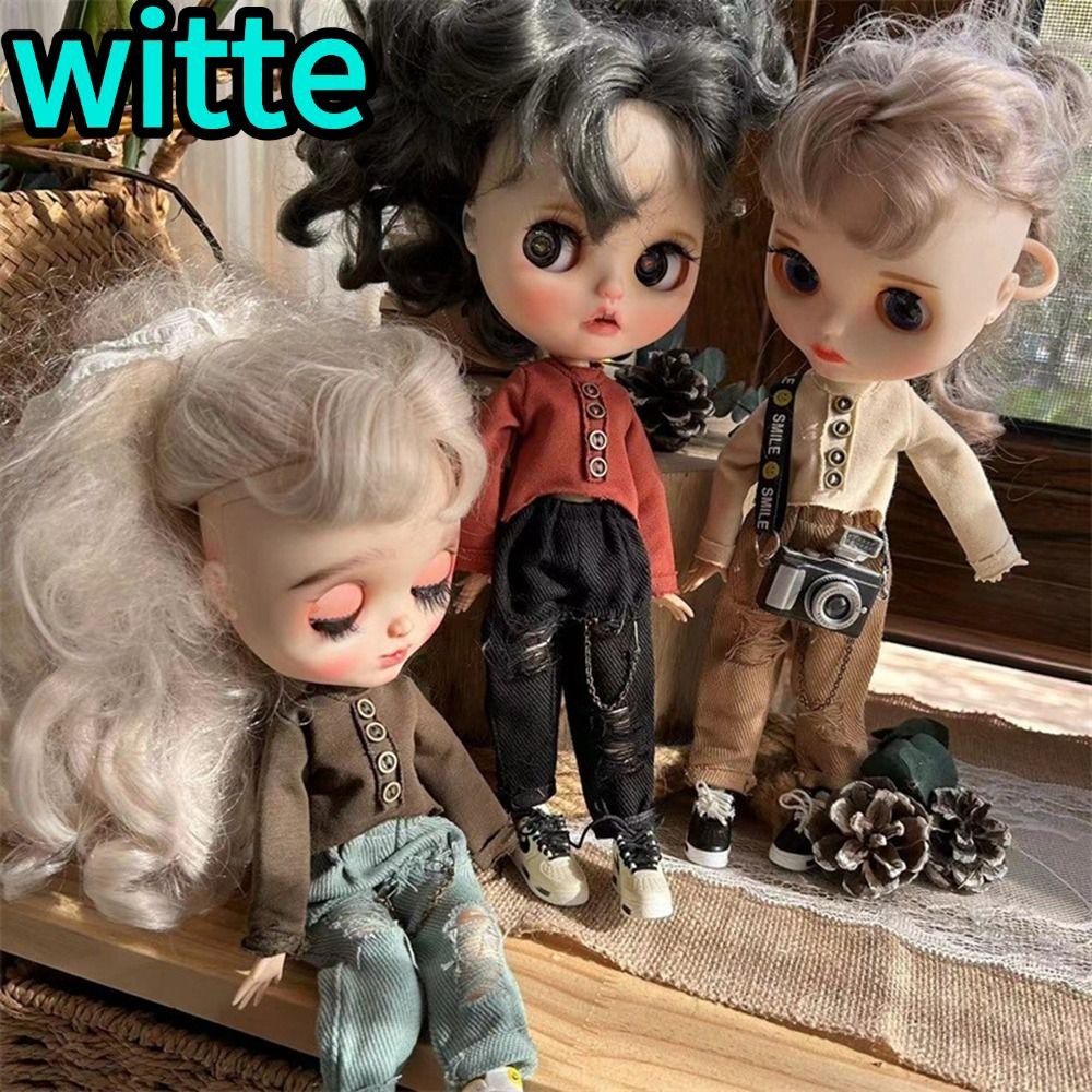 WITTE เสื้อยืดกางเกง,น่ารัก Mini Casual Top,DIY แฟชั่นของเล่นสําหรับตุ๊กตาบลายธ์สําหรับ OB22 OB24 ตุ
