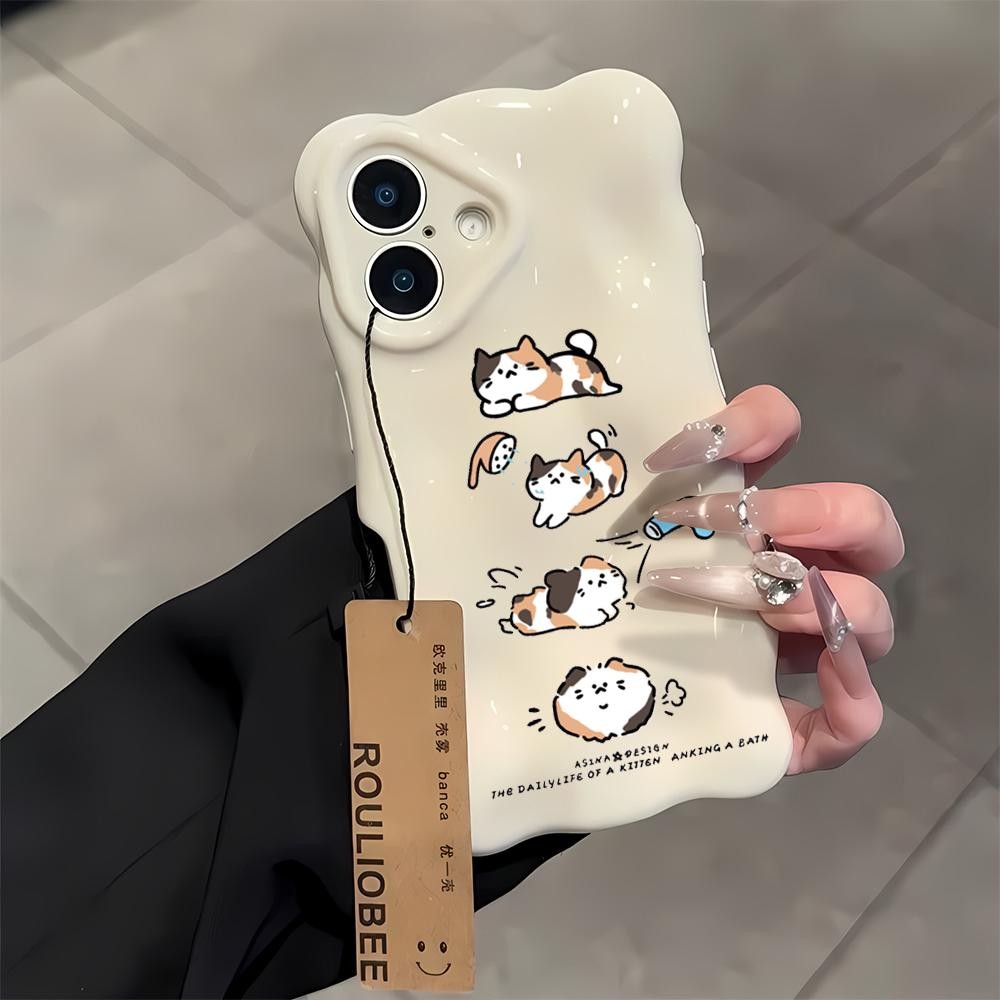 แมวอาบน้ําสําหรับiPhone 14 13 16 11 15 12 15PRO 16PRO 11PROMAX 16PROMAX 13PROMAX 16PLUS 14PLUSฝาครอบ