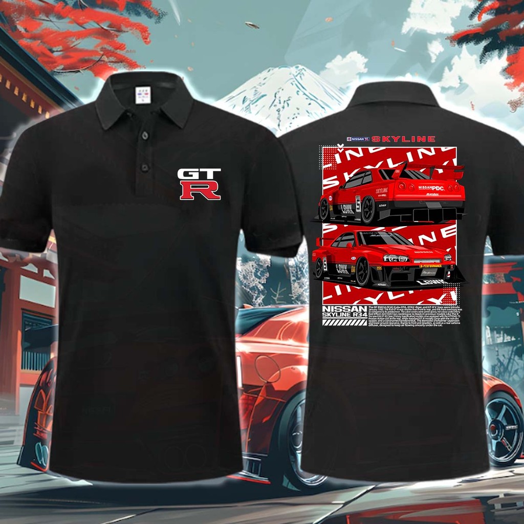 เสื้อโปโล  Nissan GTR Nissan Polo Shirt GTR Nismo Polo R35 R32  ผ้าCotton 100%ใส่ได้ ทั้ง ชาย#010
