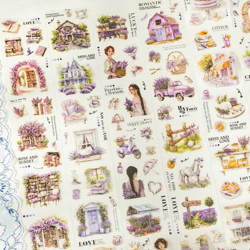 Journal GO 6.5x200 ซม.Creative Aesthetic สี Provence เทปสติกเกอร์สําหรับกรอบรูปอัลบั้มการ์ดอวยพร Journal Masking เทป