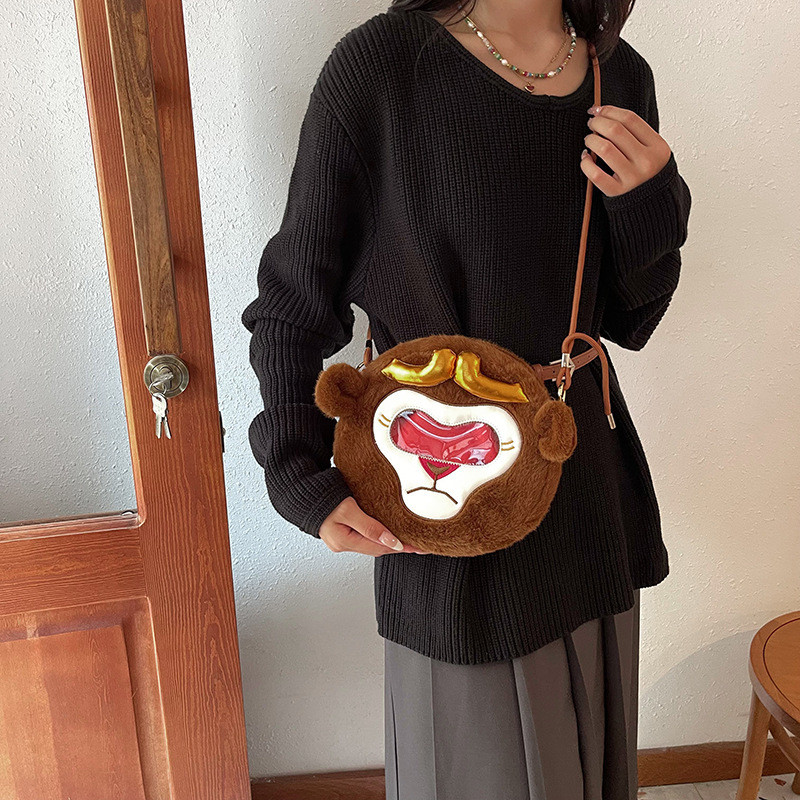 สองมิติ Monkey King การ์ตูนตุ๊กตา ออกแบบใหม่ อินเทรนด์ กระเป๋าสะพายข้าง messenger