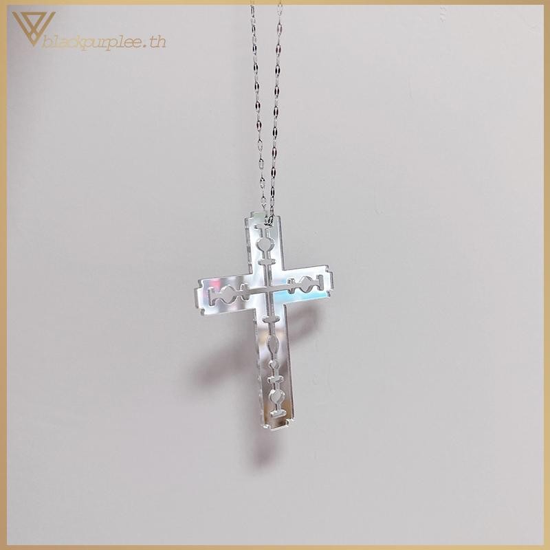 สร้อยคอมัณฑนา BP UR Y2K Cross Blade สไตล์อะคริลิคสำหรับทั้งผู้หญิงและผู้ชาย ออกแบบแบบคลาวิกเกิล เชิง