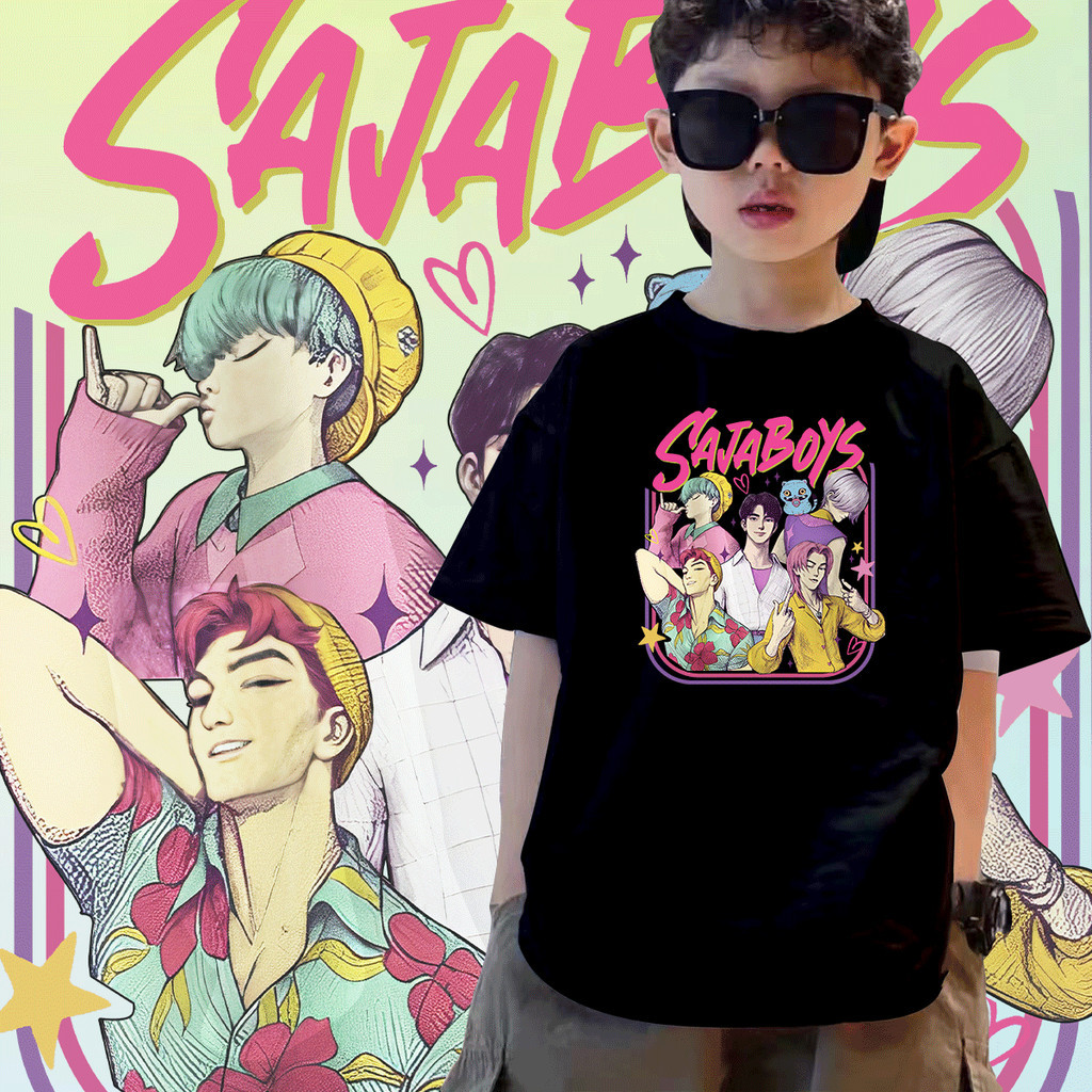 เสื้อยืดเด็ก Kpop Demon Hunters  Unisex Saja T สไตล์วินเทจ จาก KPop Demon Hunters