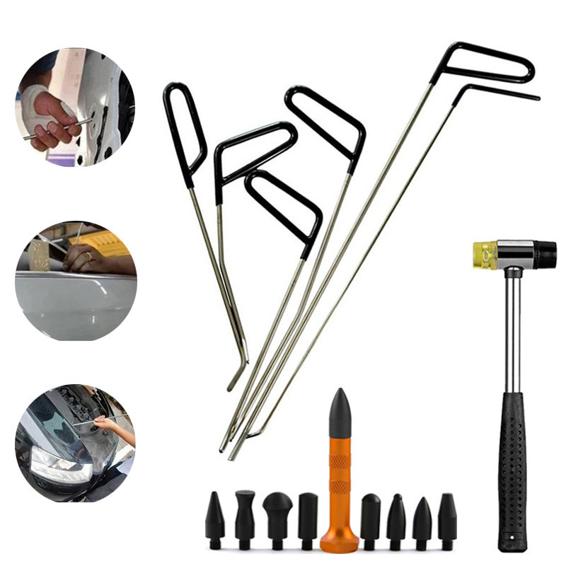 carboss 16ชิ้นซ่อมรอยบุบรถสแตนเลสแท่ง Hook Auto Body Dent Removal Dings Hail Crowbar Kit สําหรับยานยนต์ซ่อมชุดเครื่องมือ