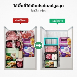 NBSail 4แพ็ค ตู้แช่แข็งตะกร้าแบบซ้อนกันได้ ตะกร้าเก็บของ ตู้เย็นตะกร้าเก็บห้องครัว ตู้แช่แข็งลึกและรับอาหารแช่แข็ง