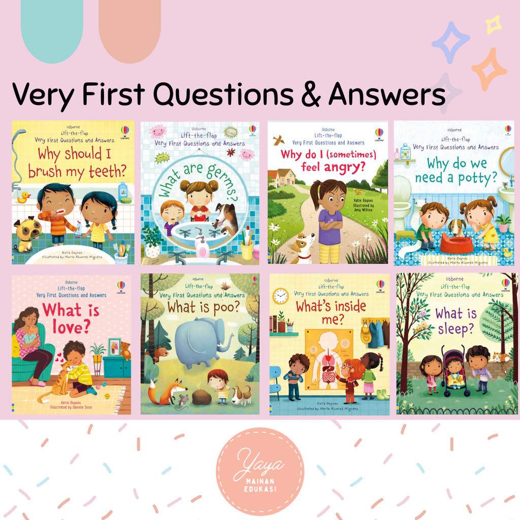 Usborne คําถามและคําตอบเล่มแรกมาก Lift the Flap Books Boardbook