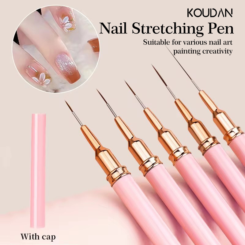 เล็บเครื่องมือแต่งเล็บ 5 ชิ้นดึงสายชุดปากกา Superfine ภาพวาดสีดอกไม้ French line มัลติฟังก์ชั่นแฟนซี KOUDAN