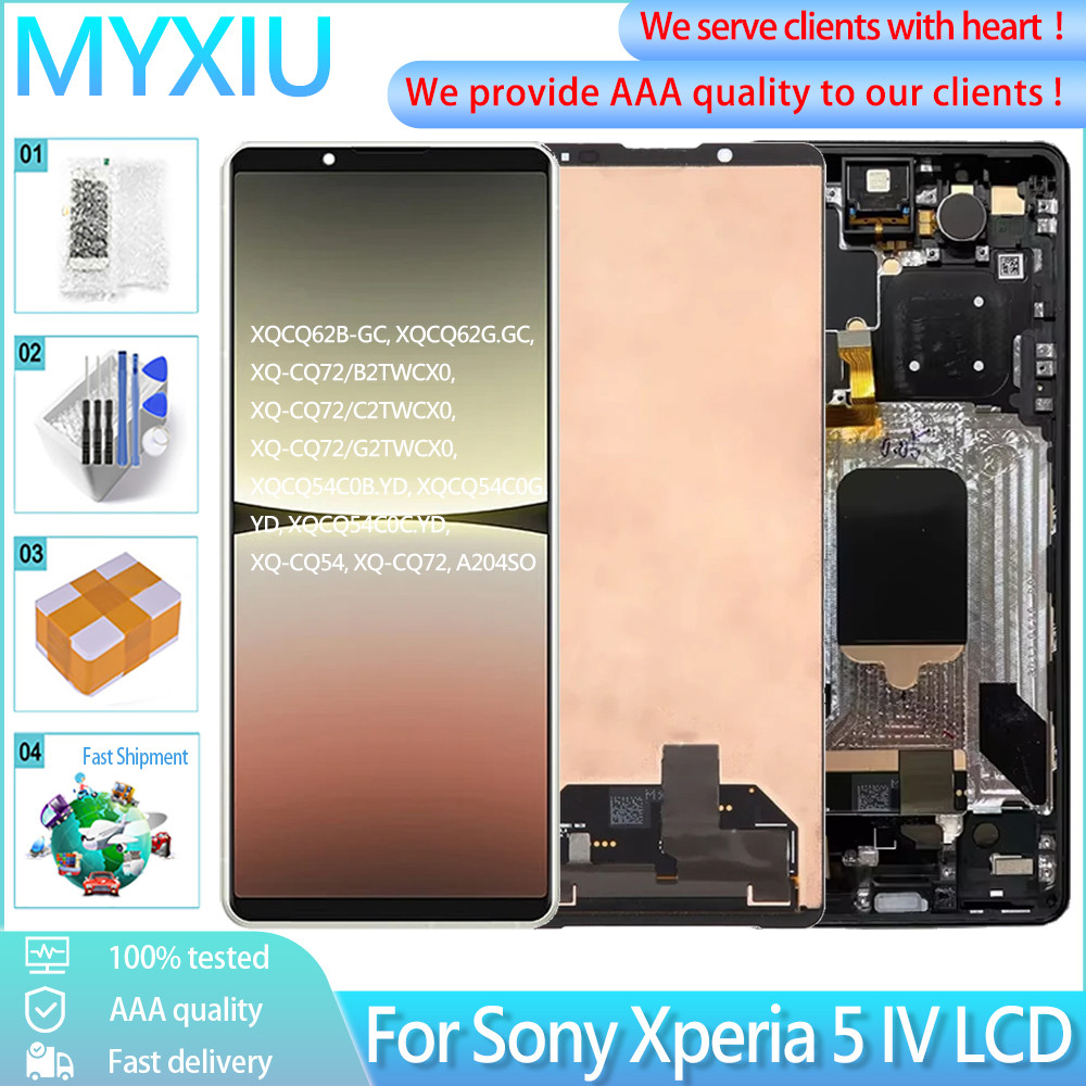 6.1 Original สําหรับ Sony Xperia 5 IV จอแสดงผล LCD หน้าจอสัมผัส XQ-CQ54, XQ-CQ72 LCD กรอบ Digitizer 