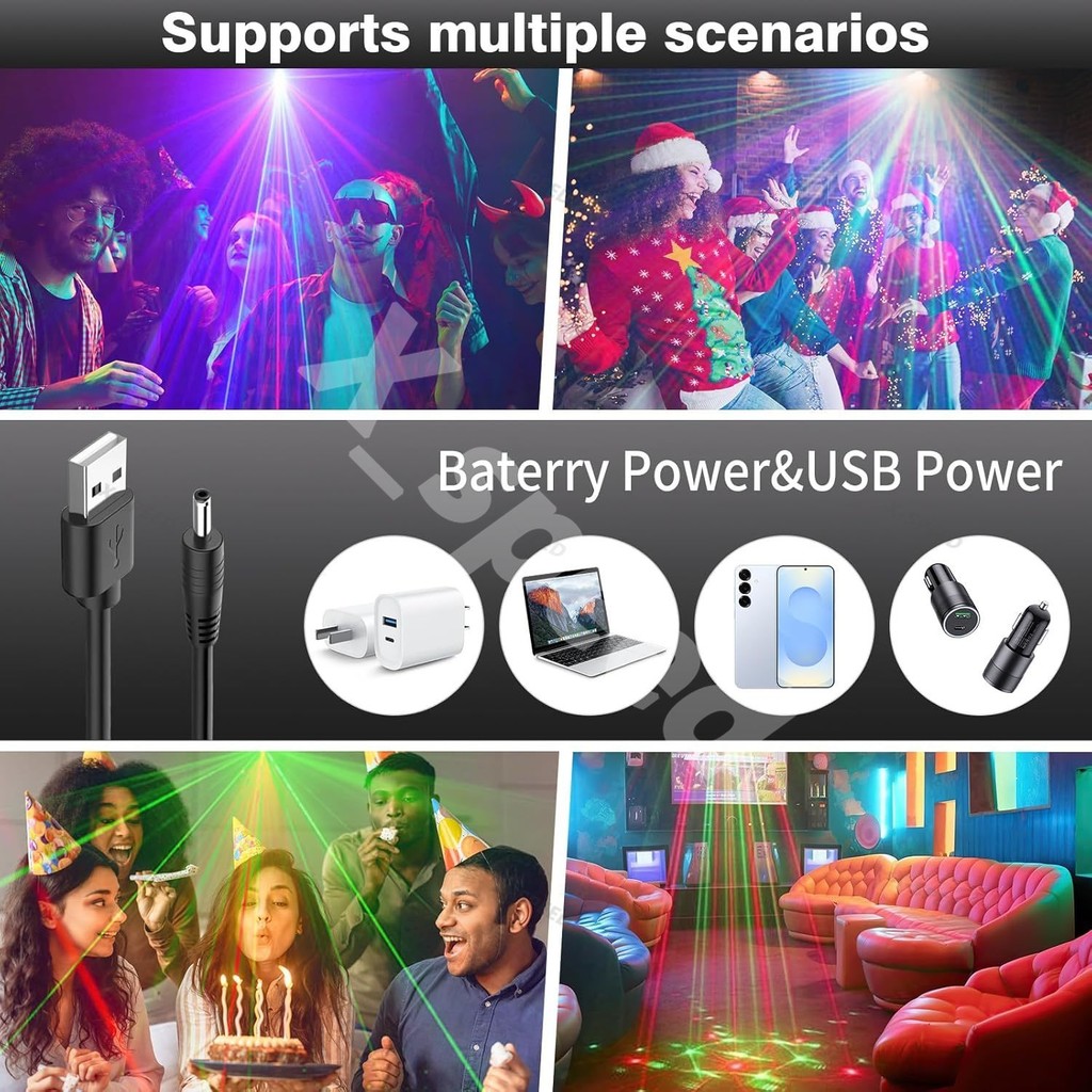 60 โหมดไฟ Led RGB ไฟดิสโก้ไฟเวทีการควบคุมด้วยเสียงไฟโปรเจ็กเตอร์เพลง ไฟดิสโก้ ไฟดีสโก้ Disco light Party Light - รูปที่ 2