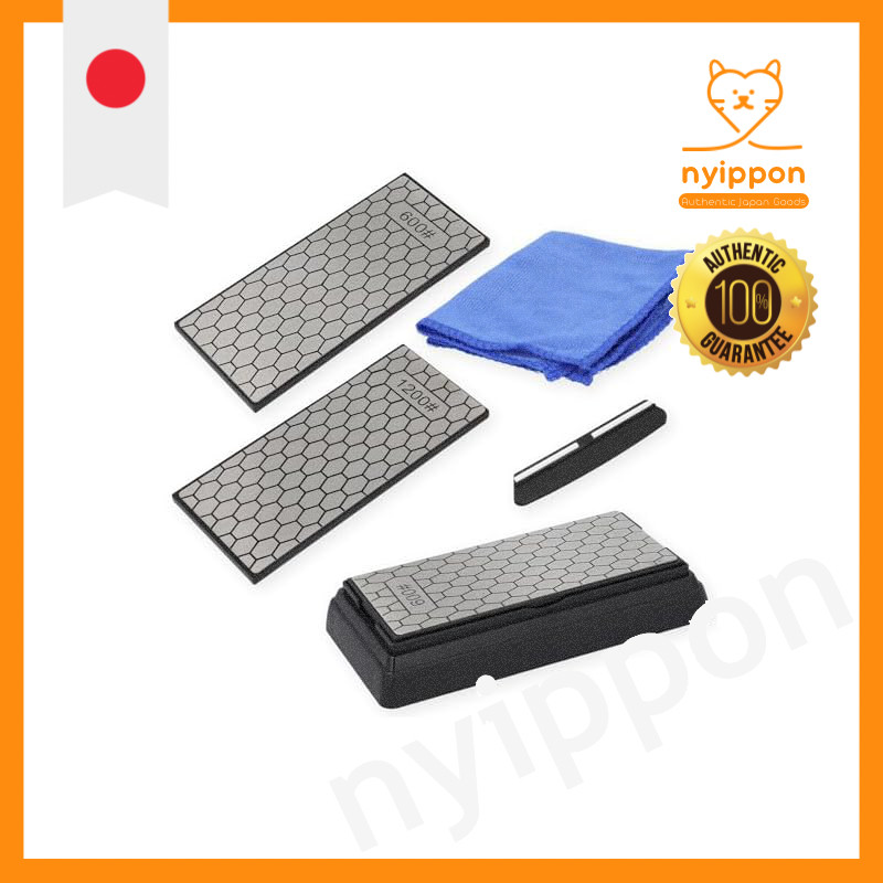 Dual-Sided Diamond Sharpening Stone with Base for Knife Honing (#600#1200)