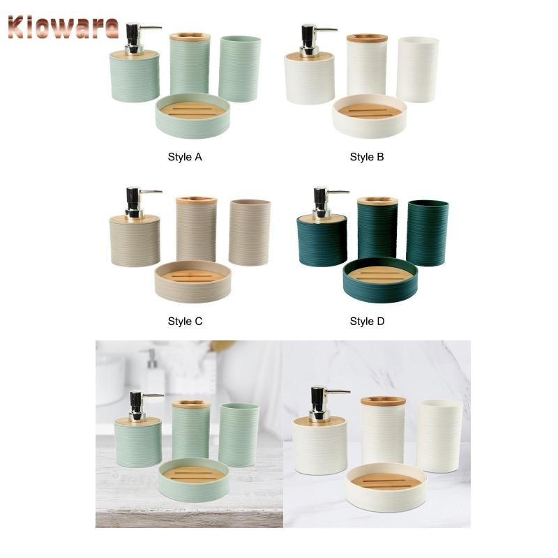 [Kloware] [โคลแวร์] ชุดห้องน้ํา 4 ชิ้นพร้อมที่วางแปรงสีฟันและถ้วยน้ํายาบ้วนปากสําหรับโต๊ะเครื่องแป้ง