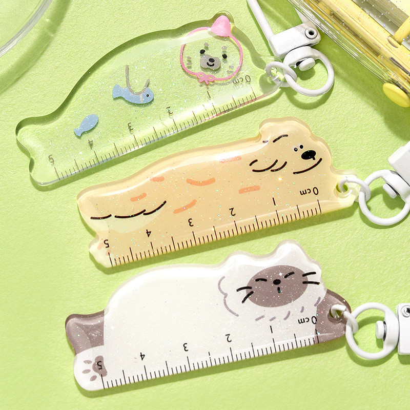 ไดลี่|สัตว์น่ารักไม้บรรทัดอะคริลิคจี้น่ารัก เบอร์โล วัสดุจี้คู่มือเครื่องมือปวดกระเป๋าอุปกรณ์เสริมขนาดเล็ก