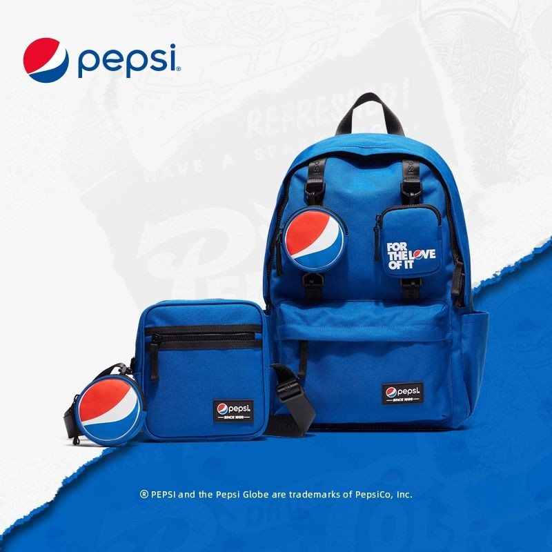 Pepsi/pepsi สไตล์ใหม่ Klein Blue Oxford กระเป๋าผ้าหลายกระเป๋า Preppy สไตล์กระเป๋าแนวทแยงฤดูใบไม้ร่วง