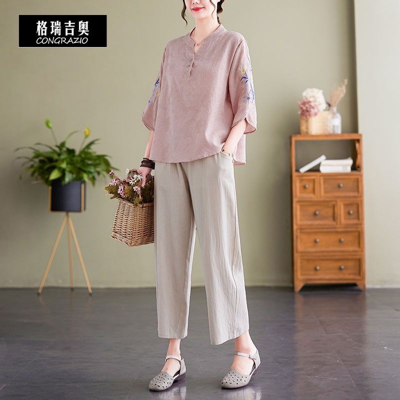 ใหม่🔥 ชุดเซ็ต 2 ชิ้น หลวม เสื้อคนแก่+กางเกงขากว้าง ใส่สวยดูดี - รูปที่ 2