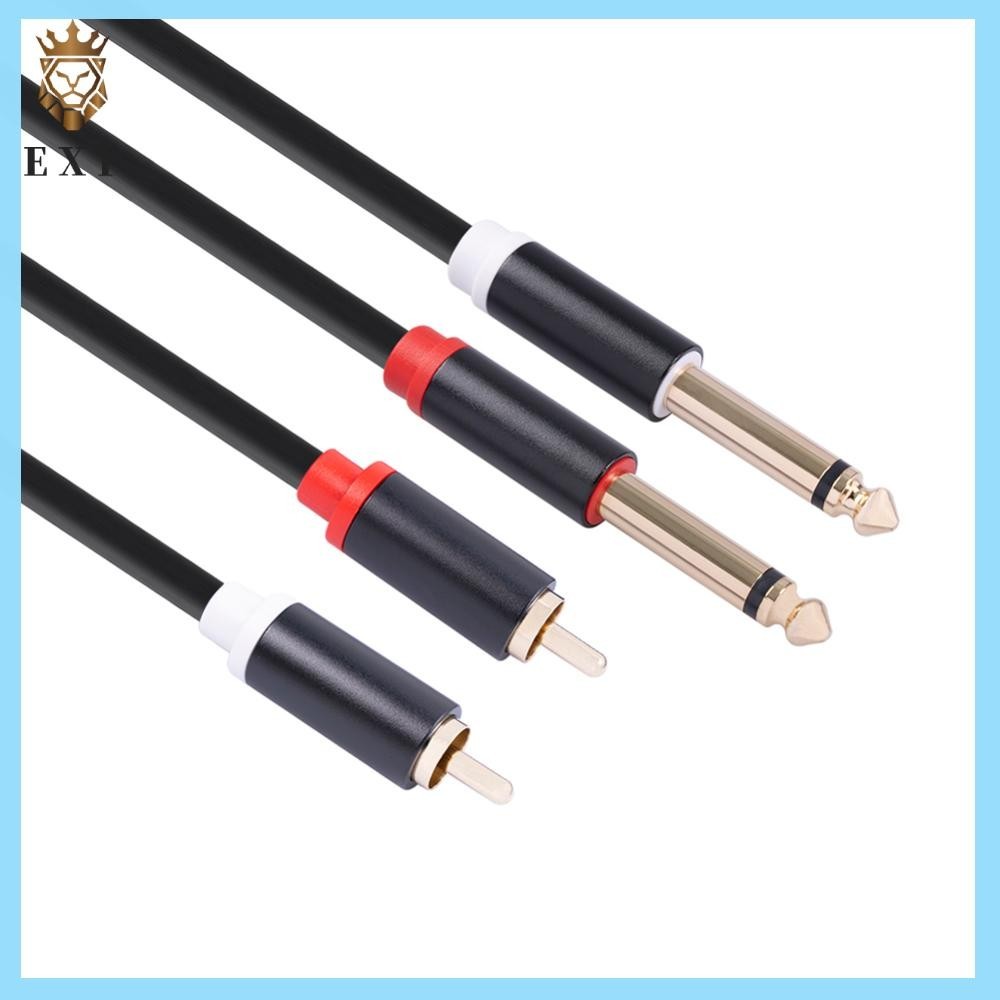 [explosion1.th] 2 RCA Male to Dual 6.35 Jack Male Audio Cable Mixer Amplifier Adapter Cord