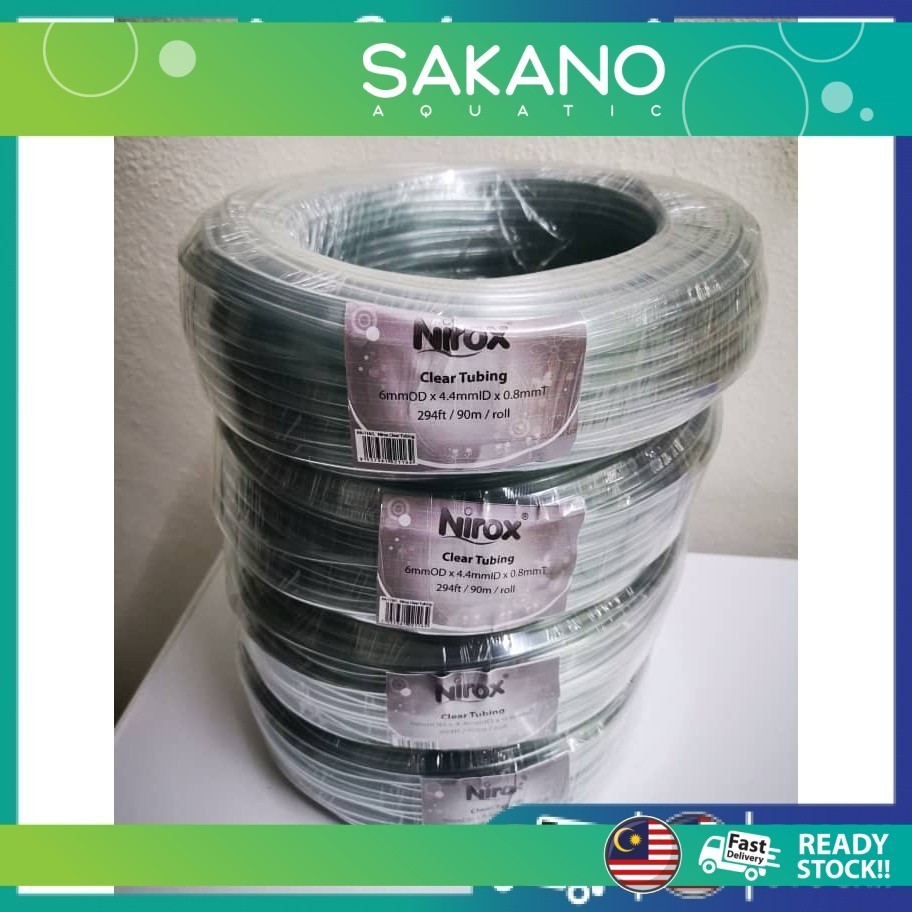 ท่อใสปั๊มลมตู้ปลา,o2 oxigen หลอดพีวีซี NIROX 6mmx4.4.x0.8mm