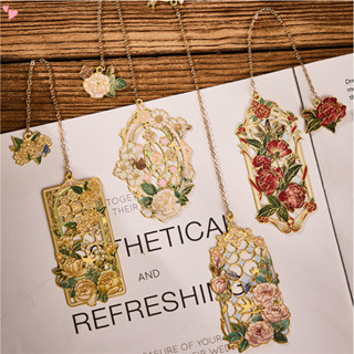 โลหะกลวงดอกกุหลาบที่คั่นด้วยจี้หนังสือคลิปหนังสือนักเรียนเพื…