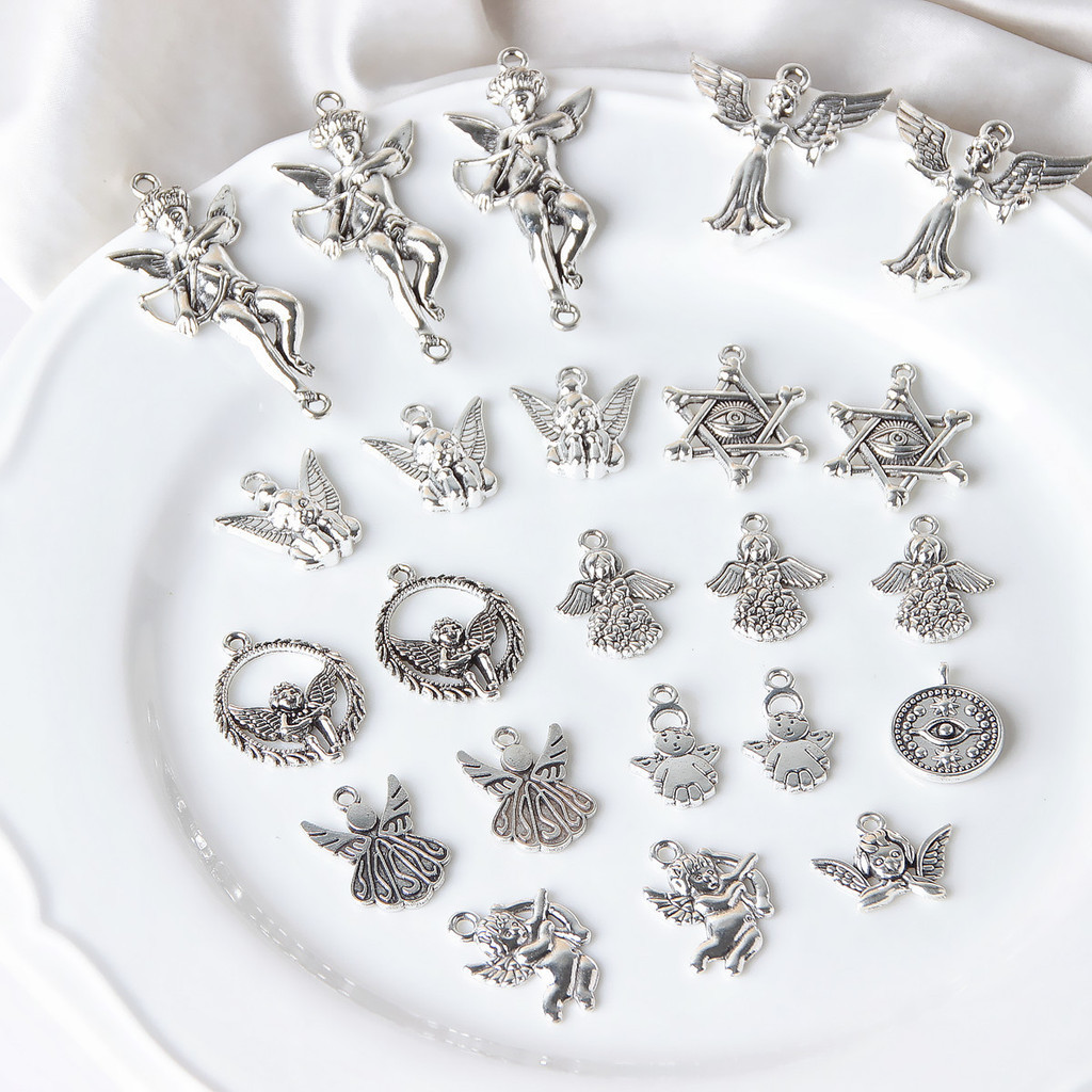 Angel Series Alloy Hexagram Eyes Round Hollow Cool Handmade DIY ต่างหูต่างหูต่างหูวัสดุอุปกรณ์เสริม MP0I