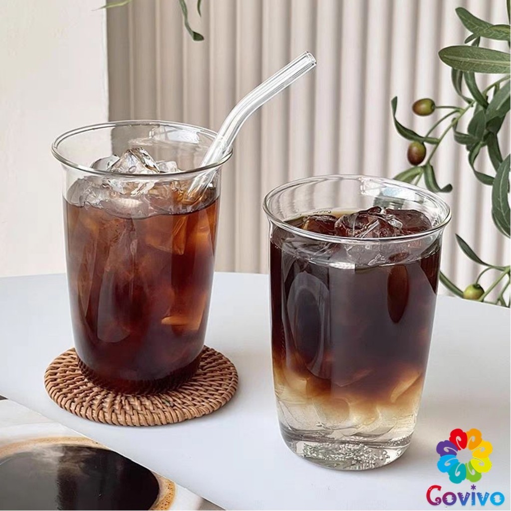 Covivo ถ้วยแก้วใส่เครื่องดื่ม ขนาด 300ML 400ML สําหรับใส่นม กาแฟ น้ําผลไม้ glass coffee mug