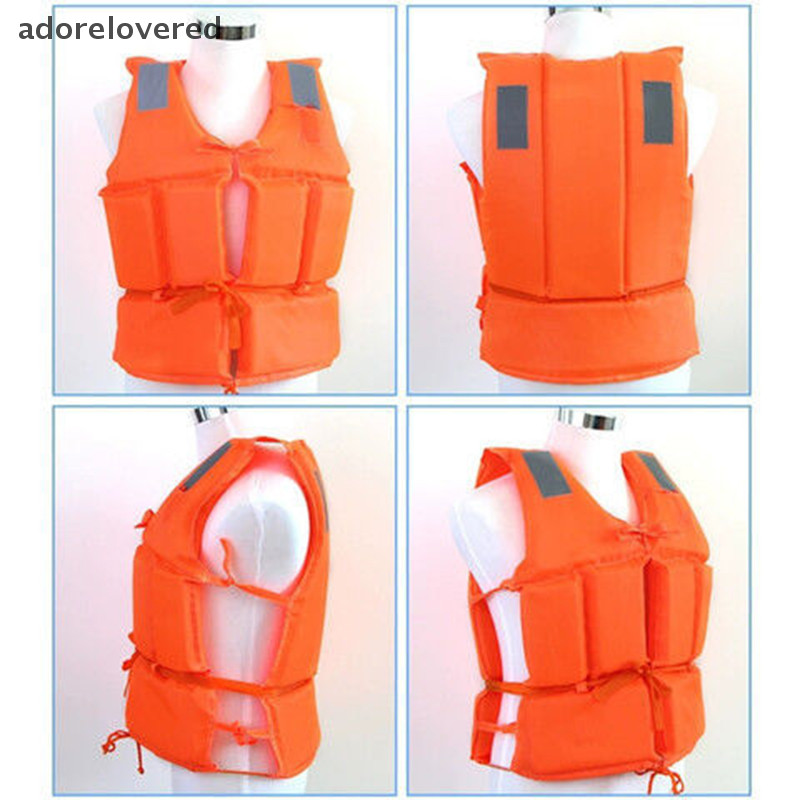 Adorelovered ใหม่สีส้มผู้ใหญ่ Childen Foam Flotation เสื้อกั๊กเสื้อชูชีพว่ายน้ําพร้อมนกหวีด gafds