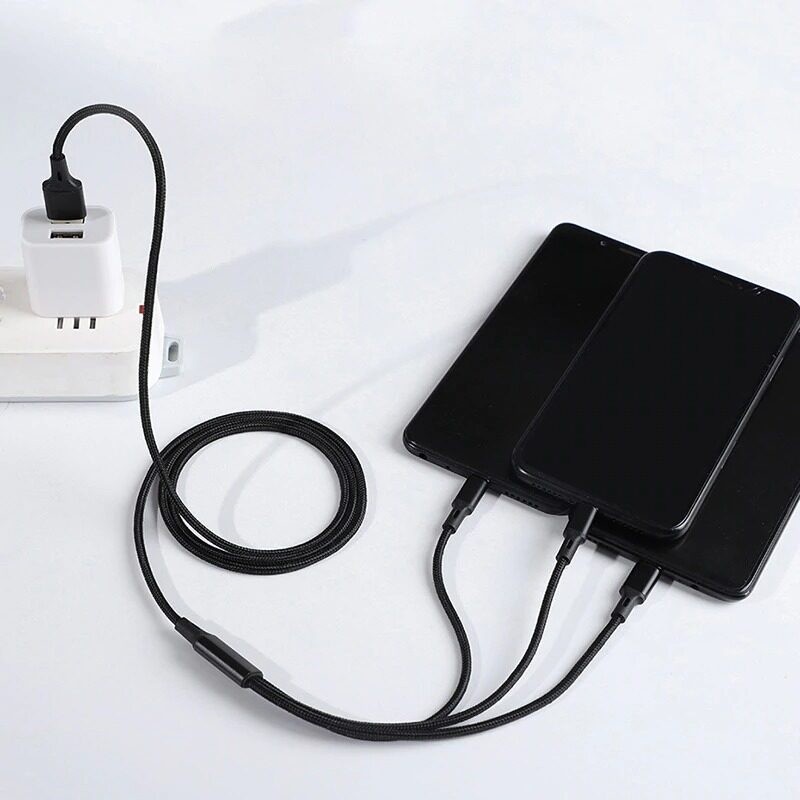 สายชาร์จ สายชาร์จ 3in1 ชนิดชาร์จเร็ว 5A อุปกรณ์ชาร์จมือถือ มาพร้อม หัวชาร์จ 3 หัว Micro Type-C (สายช