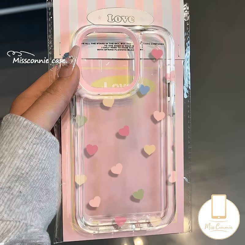 แฟชั่นสีสันสดใส Love Heartสร้อยข้อมือสําหรับIPhone 11 16 12 15 14 13 Pro Max XS Max 7Plus X XR 16 7 8 14 15 Plus SE 2020 แมวน่ารักดาวโปร่งใสนุ่มTpu Cover