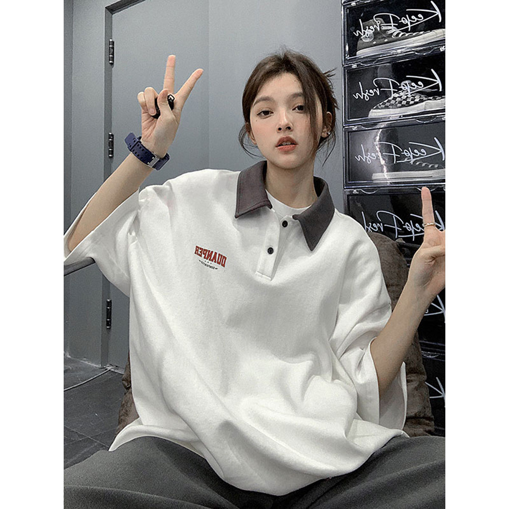ส่งไวจากไทย TAYCEN M-2XL เสื้อโปโล งานปัก แขนสั้น ผู้หญิง เสื้อสาวอวบ เสื้อ oversize เกาหลี