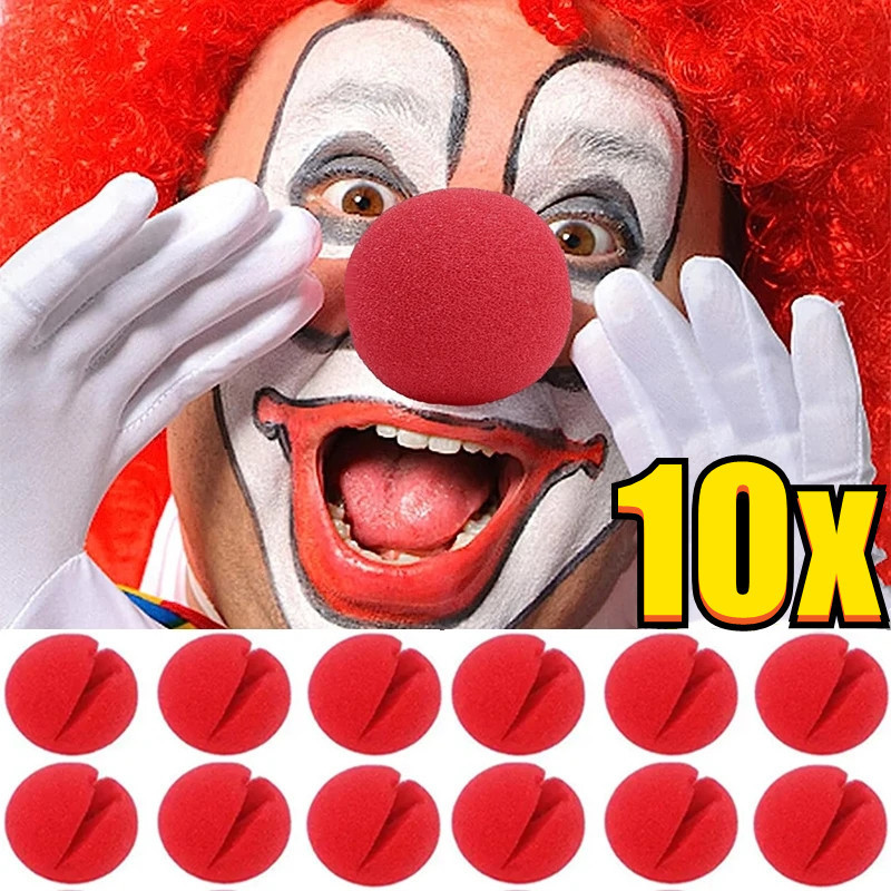 10ชิ้นจมูกโจ๊กเกอร์สีแดงสําหรับเด็กผู้ใหญ่-ฟองน้ําโฟมตลกตลกตัวตลกจมูก-ฮาโลวีนเทศกาลพรรคคอสเพลย์อุปกรณ์ประกอบฉาก