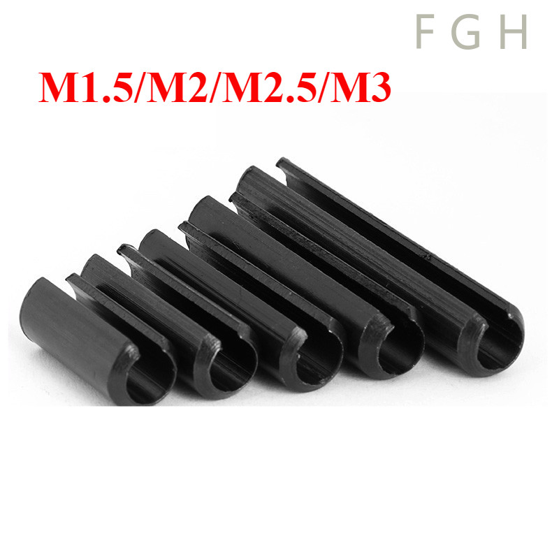 [FGHDW-1-y] เหล็ก 65Mn (สีดำ) ปิ๊น ตะกุด ตะกรุด ผ่า ปิ้นหลอด / Slotted Spring Pins 65Mn steel (black) M1.5/M2/M2.5/M3