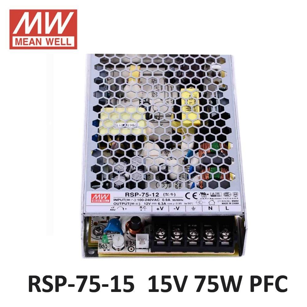 ✦Original MEAN WELL RSP-75-15 Switching Power Supply 15V 5A 75W Meanwell ac-dc 15V power supply with