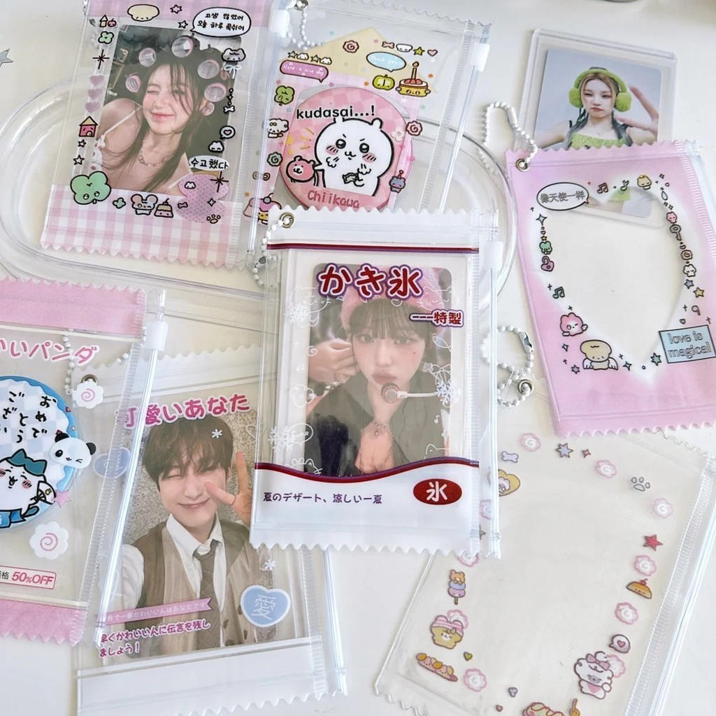 Ins Badge Bag พวงกุญแจ 3 นิ้ว Photocard Holder Toploader Bag Doll Storage Bag