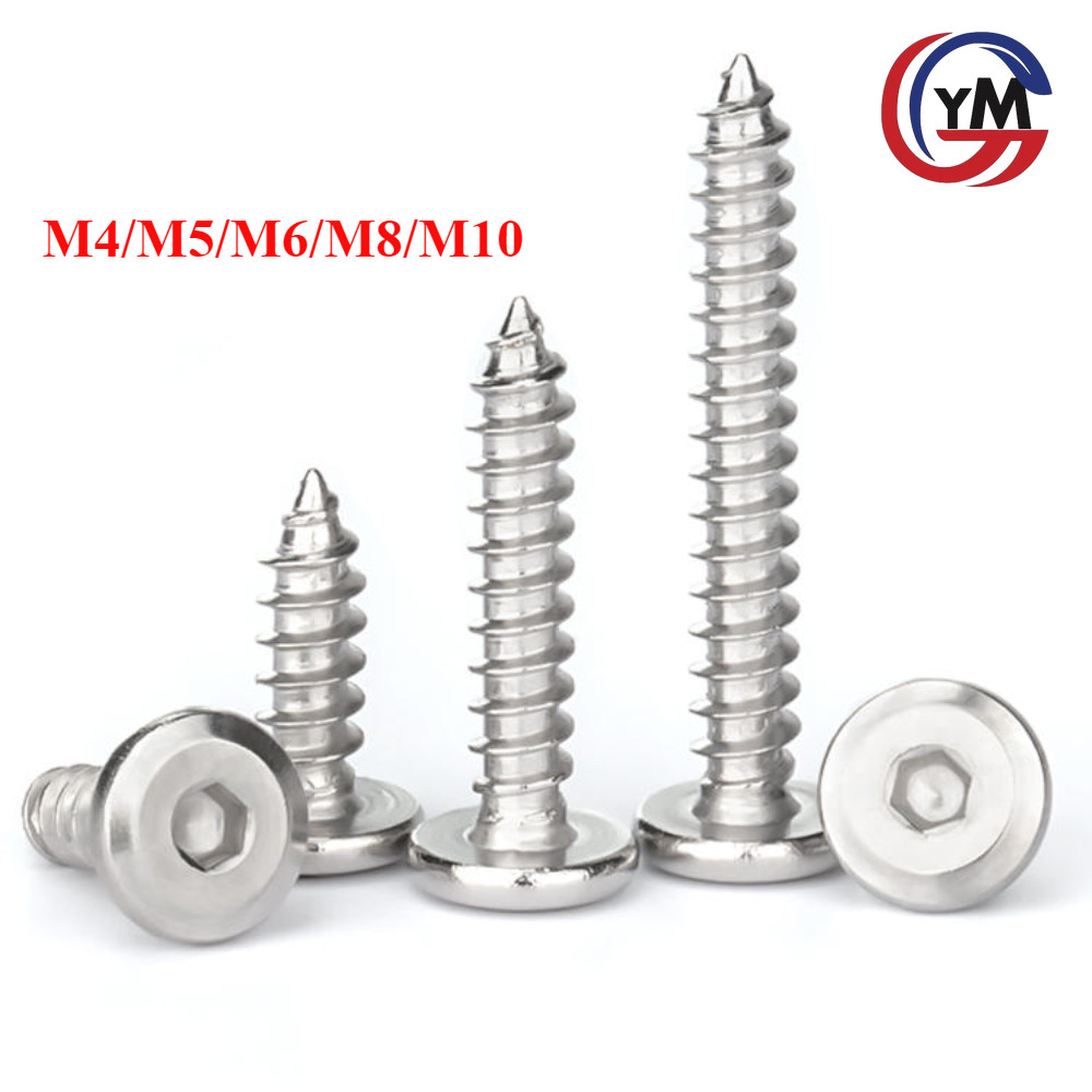 [จัดส่งด่วน 1] M4/M5/M6/M8/M10 สกรู เกลียวปล่อย  หัวจมแบน หัวกลมแบน งานเฟอร์ฯ สแตนเลส 304 เกลียวมิล หยาบ / Round Flat Hex Tapping Screw SUS304 ราคา ถูกที่สุด ดีลบีเคเค รูปภาพหลัก