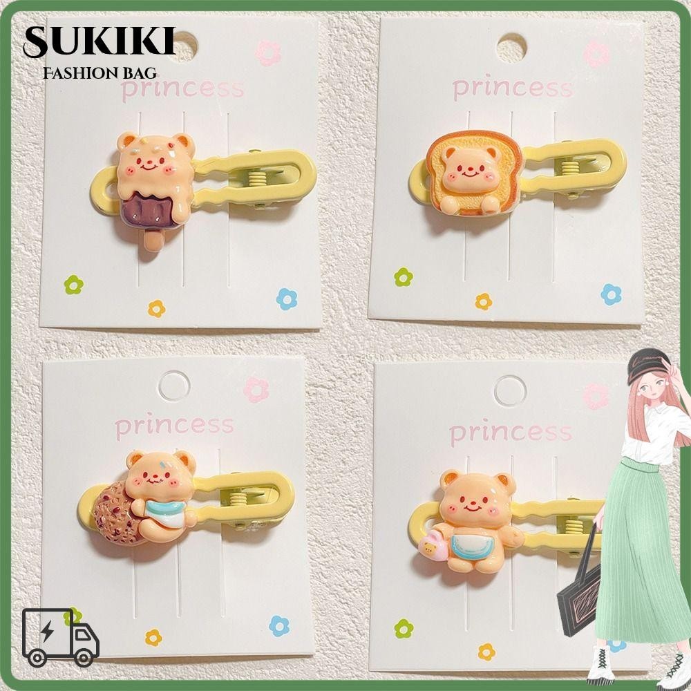 กิ๊บหมีเนย SUKIKI, กิ๊บเครื่องประดับผมเรซิน, กิ๊บติดผมการ์ตูนที่มีสีสันหักผู้หญิง