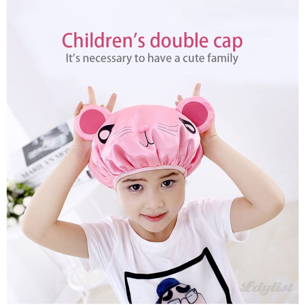 ✿ หมวกอาบน้ำการ์ตูนกันน้ำสองชั้นสีน่ารักหมวกแชมพูเด็กหมวกอาบน้ำEvaหมวกอาบน้ำ