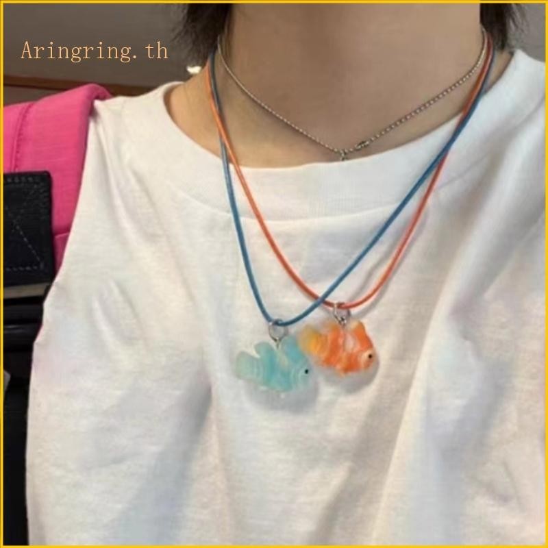 Arin เรขาคณิต Clownfish จี้ทุกการแข่งขัน Clavicle Chain Wax Line สร้อยคอสําหรับสาว