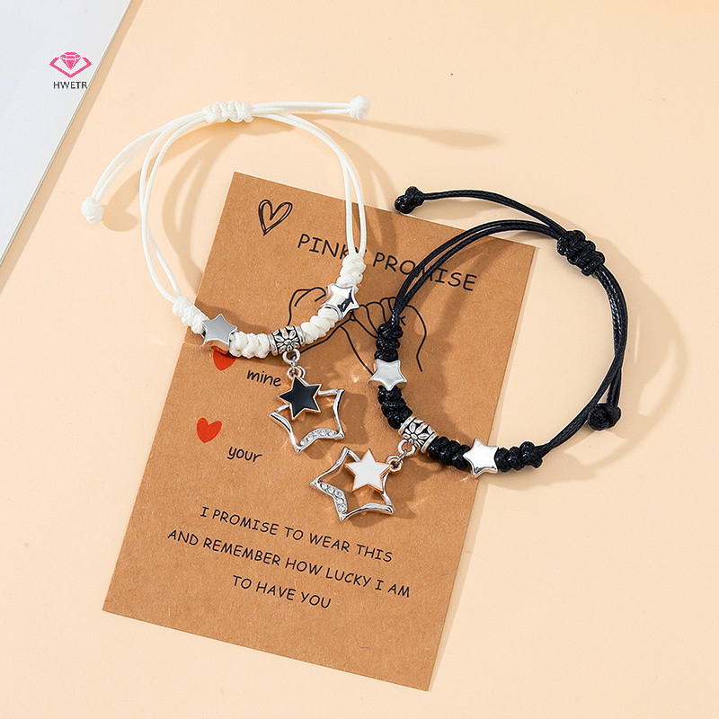 ไง สร้อยข้อมือคู่ ดาวห้าแฉก การ์ดคู่ แฮนด์เมด อเนกประสงค์ ทอ เชือกมือ ของขวัญหญิง ใหม่