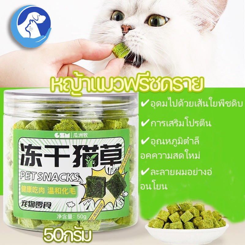 พร้อมส่ง หญ้าแมวแห้งแช่แข็ง ขนมสัตว์เลี้ยง ขนมแมวฟรีซดราย อกไก่กับต้นอ่อนข้าวสาลีแห้งเพื่อช่วยเคี้ยวเอื้องก้อนขน