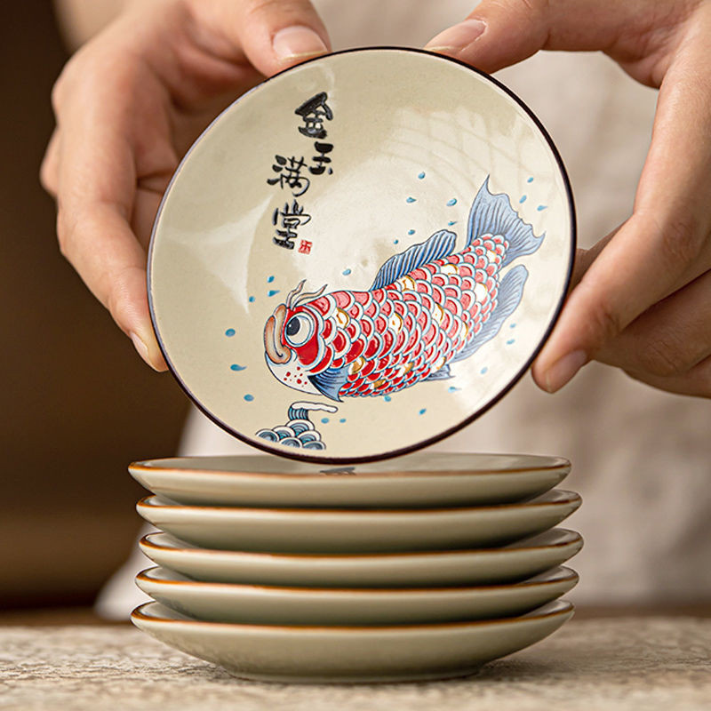 จีน Arowana ชา Coaster เซรามิคชาจานรองถาดชาขนาดเล็กชา Coaster ครัวเรือนฉนวนกันความร้อน Pad Anti-scalding จานรอง Kung Fu ชุดชาชา Cere