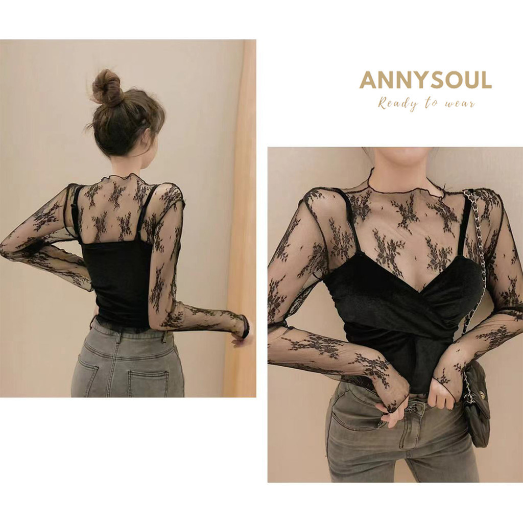 สุดฮิต เสื้อแขนยาวซีทรูลูกไม้ สวยแซ่บเซ็กซี่สุดๆ