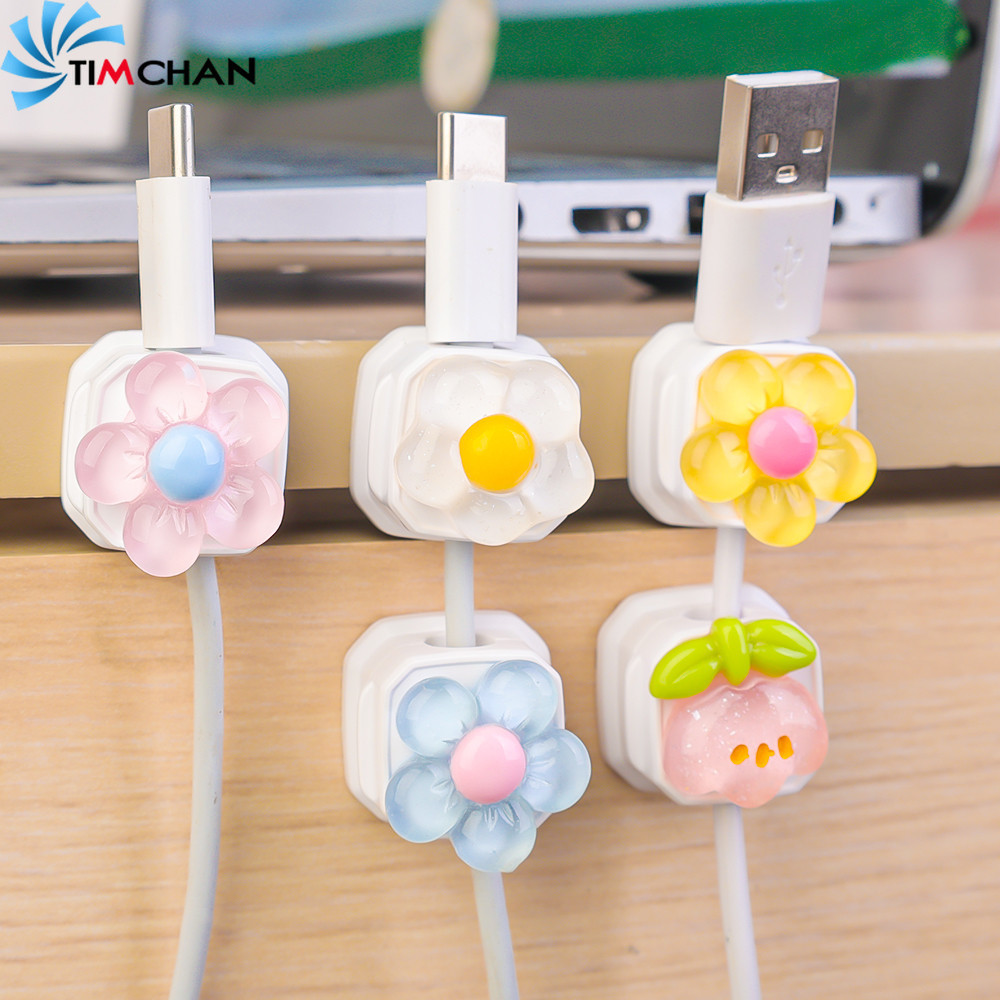 1/2/3 ชิ้น Love-Heart Flowers ที่วางสายไฟชาร์จ - คลิปหนีบสายแม่เหล็ก - สําหรับ Home, Office, รถ - น่ารัก, สีลูกกวาด, โปร่งใส - ภายใต้โต๊ะ ที่เก็บสายไฟ