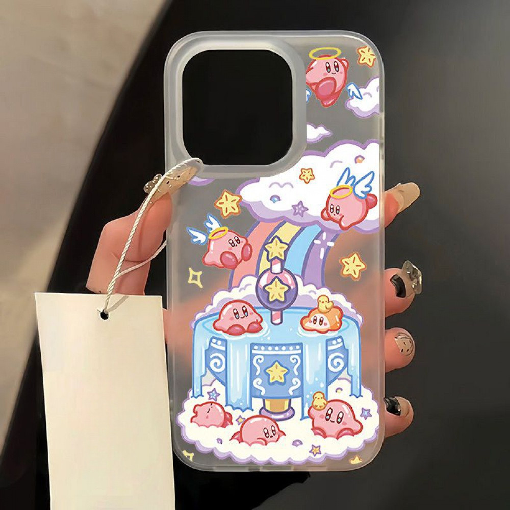 เคสโทรศัพท์ Rainbow Kirby สําหรับ iPhone 11, /16 12 / 13 / 14 / 15pro Max บุคลิกภาพที่สร้างสรรค์ที่น่าสนใจ เปลือกใส กันน้ํา กันกระแทก เคสป้องกัน