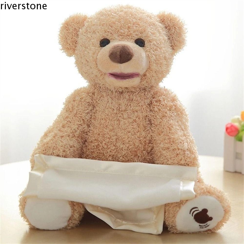 Riverstone หมีจ๊ะเอ๋, ดนตรีไฟฟ้าซ่อนและค้นหาซ่อนเล่น Seek ของเล่น, ของขวัญสําหรับเด็กพูดคุยเพลง 30 ซม.ของเล่นตุ๊กตาขี้อายหมีวันเกิด