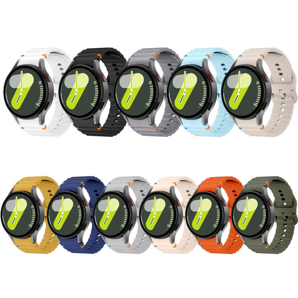 Wave Strap + ฟิล์มกระจกสําหรับ Samsung Galaxy Watch 7 Bracelet Sport NO Gap สายรัดข้อมือซิลิโคนสมาร์ทวอทช์สําหรับ Galaxy Watch7