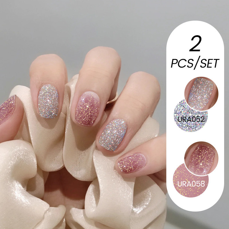 Ur SUGAR ยาทาเล็บเจล 2 ชิ้น/เซ็ต 15ML Glitter Gel ติดทนนาน Soak Off UV Nail Art Glitter Gel