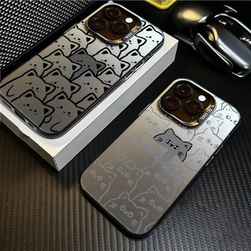 SAMSUNG สําหรับsamsung S23 FE S24 Ultraสีเงิน IMDสําหรับSamsung S21 FE S23 Plus S22 Plus S20 FEกรณีเต็มหน้าจอลูกแมวรูปแบบฝาครอบ