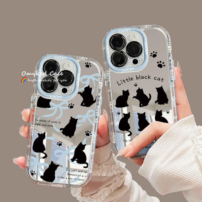 SAMSUNG สําหรับsamsung A35 A25 A15 A05 A03 A04s A12 A13 A14 A23 A24 A32 A34 M12 4G A51 A52 A52s A53 A54 A55 5G S23 S24 ฝาครอบโทรศัพท์แมวดํา